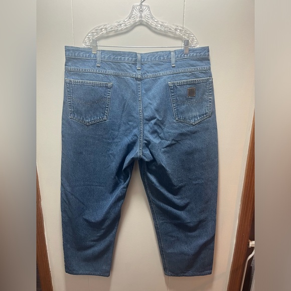 Carhartt Relaxed Fit Jeans Men’s Size 44x32 Blue Denim Work Pants - Picture 6 of 7